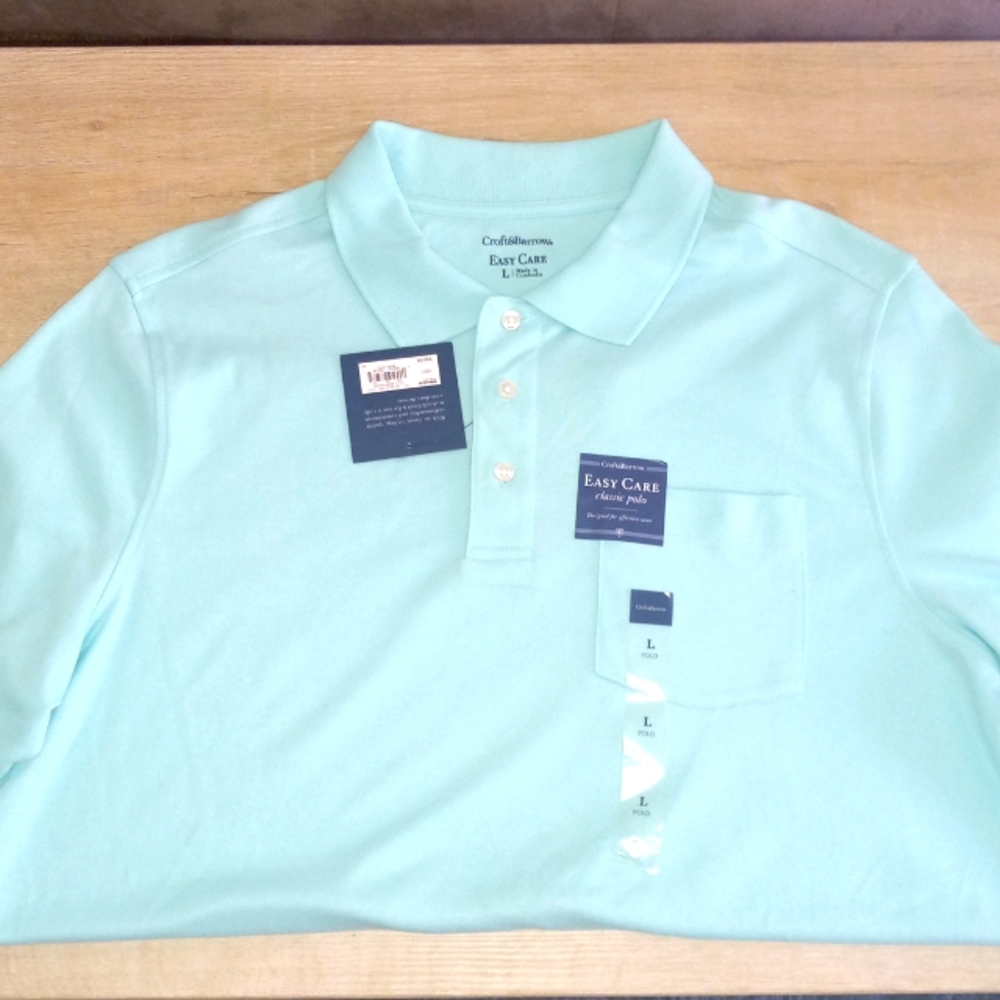 NWT Croft & Barrow Men's Classic Polo Shirt,Sz L, Blue Tint